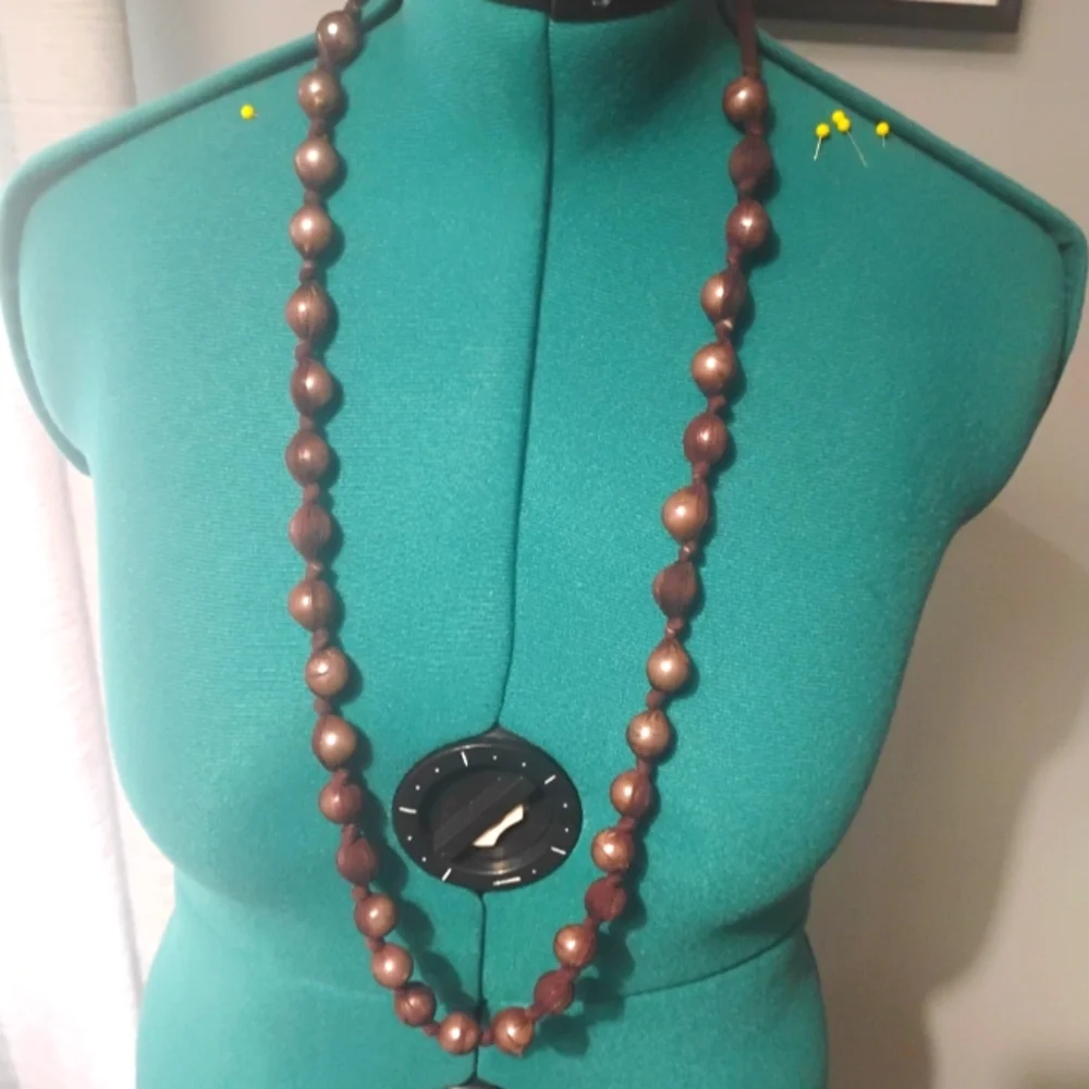 Hand Knotted Gauze Wrapped Adjustable Pearl Necklace